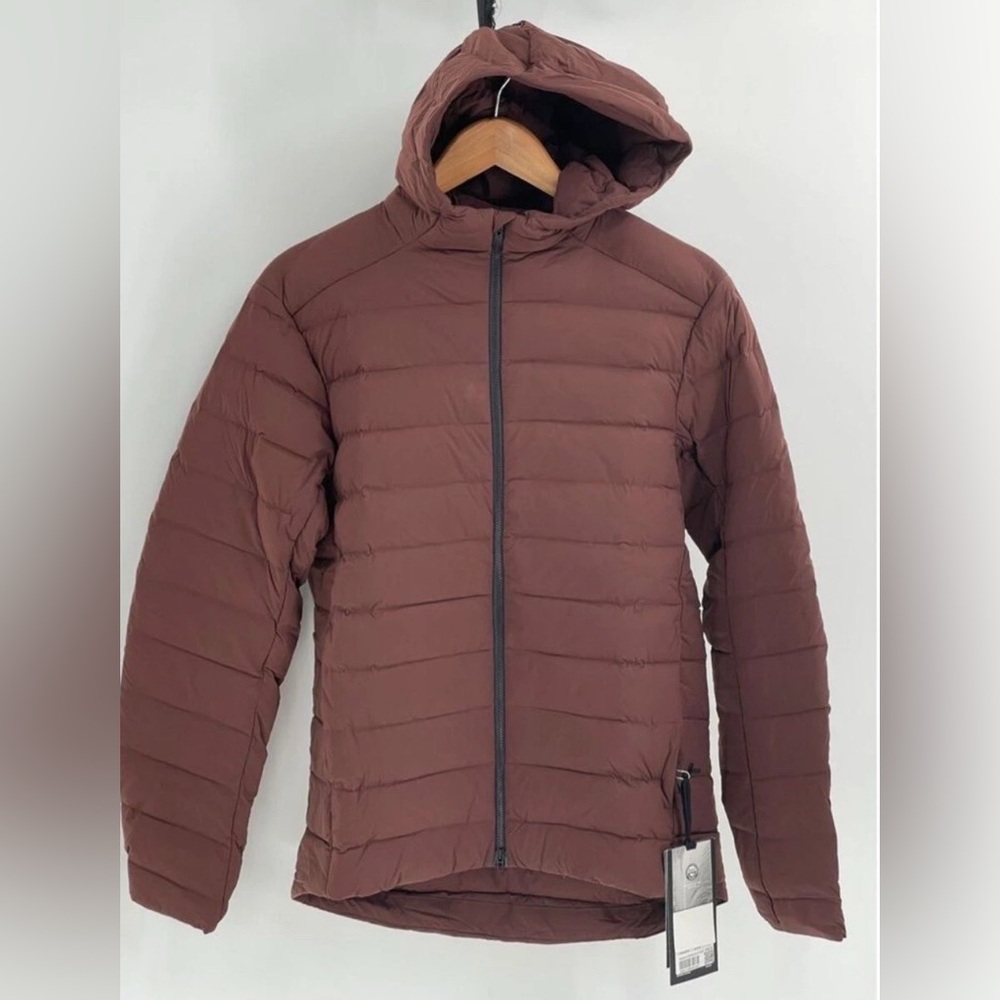 Lululemon Down Jacket Navigation Stretch Hooded Men Small Brown Puffer NWT $269